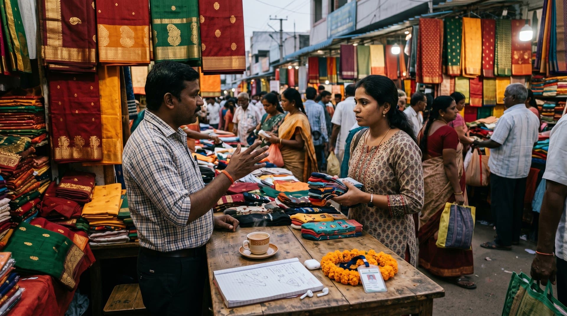 Digital South Asian handloom socks as NFTs with Tennessee crypto ATM ban overlay and falling BTC chart