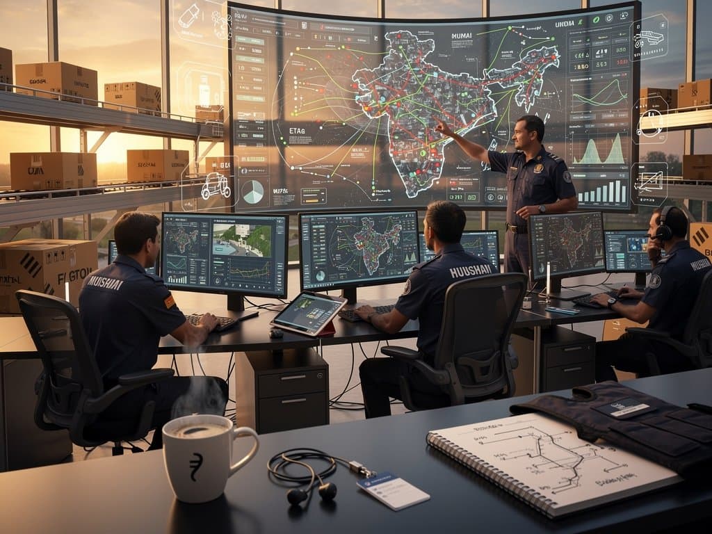 AI logistics dashboard optimizes Tirupur sock shipments to Indian cities in modern control room